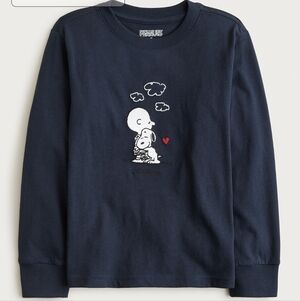 Peanuts® X Crewcuts kids hug graphic T-shirt with embroidery Navy 2 Sizes NWT SO